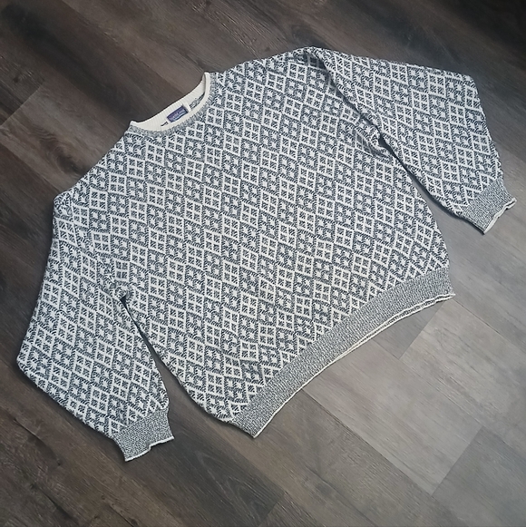 Northcrest Other - Men's Gray Patterned Sweater Grandpacore Knit Size XXL